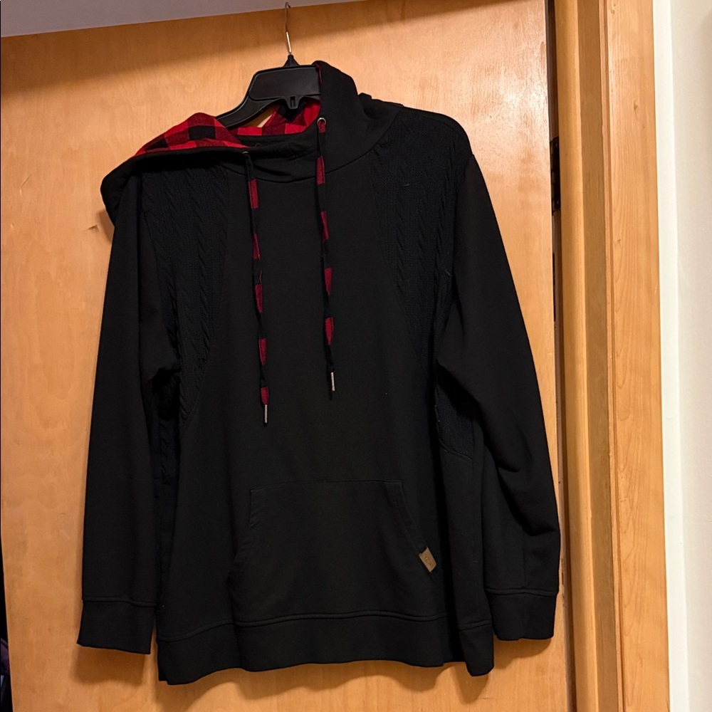 Maurices Black hoodie with red checkered